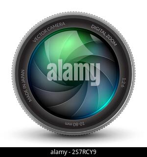 Kameraauslöser, Fotofokus, isolierte Objektivreflexion. Blende-Zoom-Phtotographie-Kamera... Kameraauslöser, Fotofokus, isolierte Objektivreflexion. Blende-Zoom-Phtotographie-Kamera Stock Vektor