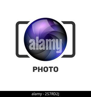 Fotografie Logo Vorlage Moderne Vektor kreatives Symbol. Design-Element des Kamerasymbols für Verschlussobjektive. Fotografie Logo Vorlage Moderne Vektor kreatives Symbol. Designelement des Symbols für die Kamera mit Verschlussobjektiv Stock Vektor