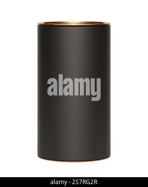 Schwarzes Kraftpapierröhrenpaket mit goldenem Deckelmodell auf weißem Hintergrund Stock Vektor