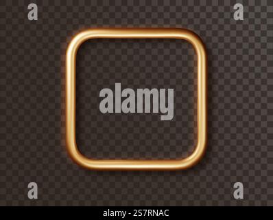 Goldener Rahmen weiche Ecke Quadrat mit Schatten isoliert auf winterem Hintergrund. Goldener Luxus, realistischer Rand. Goldener Rahmen weiche Ecke Quadrat mit Schatten isoliert auf winterem Hintergrund. Goldener Luxus, realistischer Rand. Stock Vektor