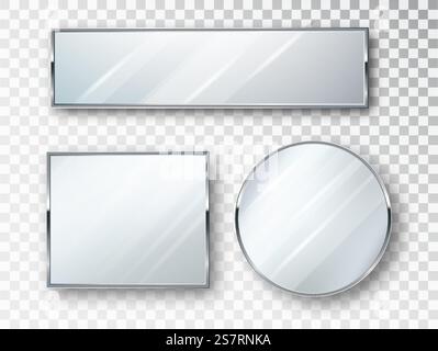 Spiegel mit verschiedenen Formen isoliert. Spiegelrahmen oder Spiegeldekor Innenvektor Illustration. Spiegel mit verschiedenen Formen isoliert. Spiegelrahmen oder Spiegeldekor Innenvektor Illustration. Stock Vektor