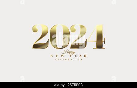 Happy New Year Design Vektor Hintergrund. Mit Illustrationen klassischer Goldzahlen, luxuriös und elegant. Premium-Vektor-Hintergrund zur Feier des neuen Jahres. Stock Vektor