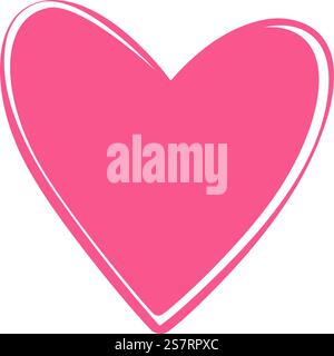 Handgezeichnete Herzform in trendigem zartem Pink. Valentinstag Grußkarten Design-Element-Konzept. Isolierte Vektor-Illustration Thematische Karten, Broschüren, Einladung, Preis, Etikett oder Web-Werbebanner Stock Vektor