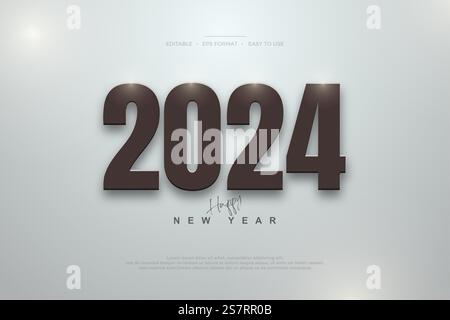 Happy new year vector design with black numbers on white background. Vector background design for happy new year 2024 celebration. Stock Vektor