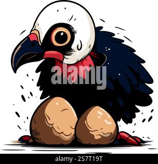 Illustration eines Geiers, der auf dem Boden sitzt. Vektorabbildung. Stock Vektor