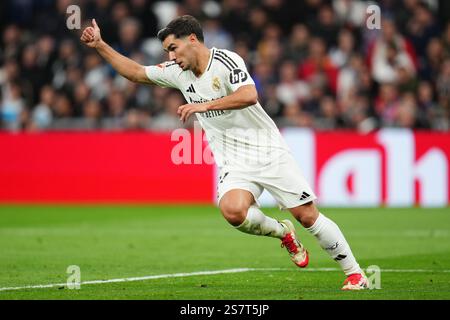 Madrid, Spanien. Januar 2025. Brahim Diaz von Real Madrid spielte am 19. Januar 2025 im Santiago Bernabeu Stadion während des La Liga EA Sports Match zwischen Real Madrid und UD Las Palmas. (Foto: Bagu Blanco/PRESSINPHOTO) Credit: PRESSINPHOTO SPORTS AGENCY/Alamy Live News Stockfoto
