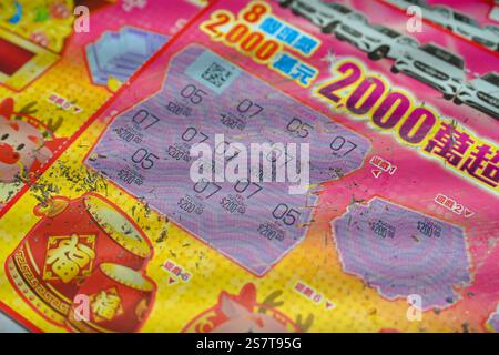 New Taipei City , Taiwan - Taiwans 20 Millionen Scratch-off-Lottotickets, chinesisches Neujahr Stockfoto