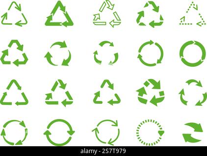 Wiederverwendbare runde Pfeile, Symbol für den Lebenszykluspfeil. Recyceln Sie das Logo, Kreis verringern Sie die Öko-Symbole. Umweltzeichen, Ökologievektorinfo Piktogramme der wiederverwendbaren, wiederverwendbaren und wiederverwendbaren Abbildungen von Pfeilen. Wiederverwendbare runde Pfeile, Symbol für den Lebenszykluspfeil. Recyceln Sie das Logo, Kreis verringern Sie die Öko-Symbole. Umweltzeichen, ökologisch anständige Vektor-Info-Piktogramme Stock Vektor