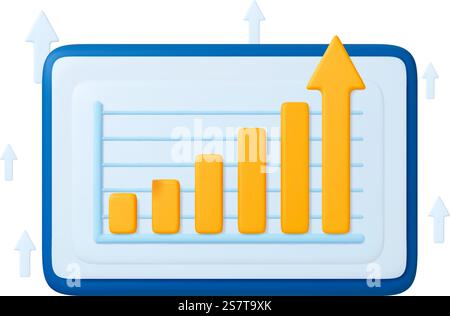 Positive Wachstumskarte, Finanzanalysen und Geschäftserfolg. Pfeile nach oben, digitale 3D-Infografiken auf dem Monitor, Vektorkonzept. Abbildung des Finanzdiagramms für Wachstum. Positive Wachstumskarte, Finanzanalysen und Geschäftserfolg. Pfeile nach oben, digitale 3D-Infografiken auf dem Monitor, Vektorkonzept Stock Vektor