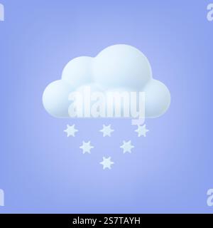 Schneewolke 3D-Wettersymbol. Schneefall, Schneeflocken fallen herunter. Winterschnee, Plastilin-Imitation Naturvektor grafisches Element der Wetter Schnee Meteorologie Illustration. Schneewolke 3D-Wettersymbol. Schneefall, Schneeflocken fallen herunter. Winterschnee, Plastilin Imitation Natur Vektor grafisches Element Stock Vektor