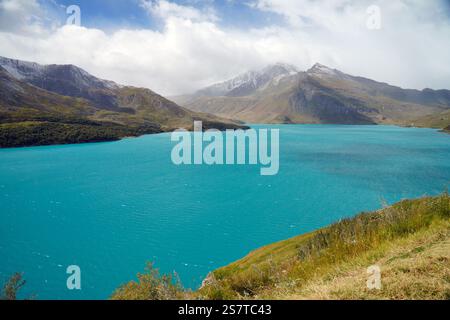 Lac du Mont Cenis, Reservoir, Col du Mont, Colle del Moncenisio, Mont-Cenis-Pass, Departement Savoie, frankreich Stockfoto
