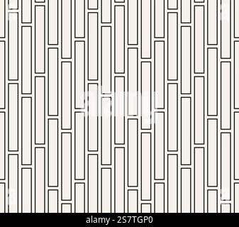 Abstrakte Kunst schwarze Linie rechteckiges geometrisches nahtloses Muster. Vertikaler dicker vertikaler Streifen. Stock Vektor