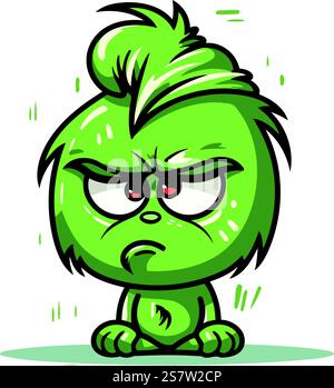 Wütendes, grünes Cartoon-Monster. Vektor-Illustration eines wütenden grünen Monsters. Stock Vektor