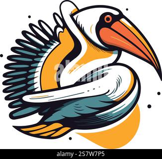 Pelican-Vektor-Maskottchen-Illustration. Isoliert auf weißem Hintergrund. Stock Vektor