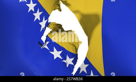 Beschädigte Bosnien und Herzegowina Flagge, weißer Hintergrund, 3D-Rendering Stockfoto