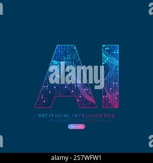 Vektor-Logo, Logo, Symbol, künstliche Intelligenz und maschinelles Lernen. Design der künstlichen Intelligenz der drahtlosen Technologie. Neuronale Netze Stock Vektor