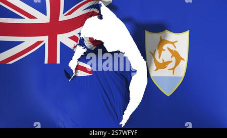 Beschädigte Anguilla Flagge, weißer Hintergrund, 3D-Rendering Stockfoto