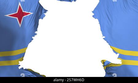 Aruba Flagge zerrissen, weißer Hintergrund, 3D-Rendering Stockfoto