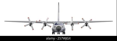 Isoliertes Militärflugzeug auf weißem Hintergrund Stockfoto