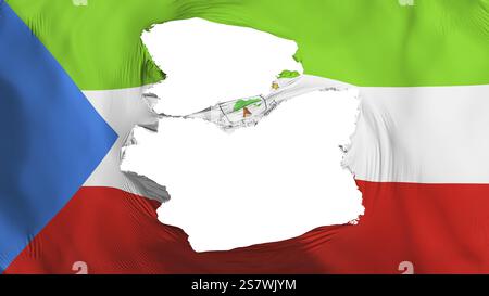 Tattered Äquatorialguinea Flagge, weißer Hintergrund, 3D-Rendering Stockfoto