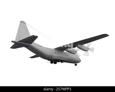 Isoliertes Militärflugzeug auf weißem Hintergrund Stockfoto