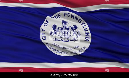 Nahaufnahme von Erie Flagge Fähnchen im Wind, Pennsylvania State, Vereinigte Staaten von Amerika Stockfoto