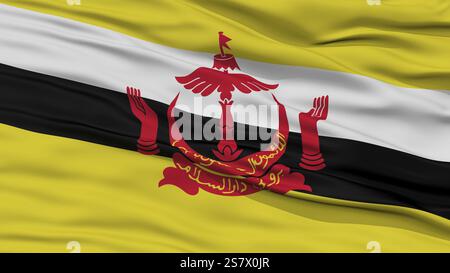Closeup Bandar Seri Begawan Stadt Flagge, Hauptstadt von Brunei, winken im Wind Stockfoto