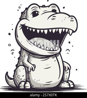 Karikaturkrokodil. Vektor-Illustration eines lustigen Krokodils. Stock Vektor
