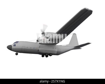 Isoliertes Militärflugzeug auf weißem Hintergrund Stockfoto