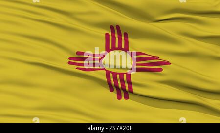 Closeup New Mexico Fahne Fahnenmast, USA Zustand, winken im Wind, hohe Auflösung Stockfoto