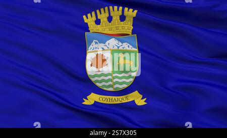 Coyhaique City Flag, Land Chile, Großansicht, 3D-Rendering Stockfoto