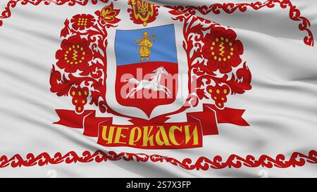 Cherkasy Cherkaska City Flag, Land Ukraine, Großansicht, 3D-Rendering Stockfoto