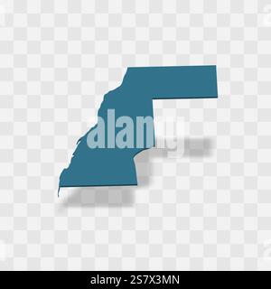 Westsahara hohe detaillierte Vektordarstellung der Ländersilhouette. 3D-Karte auf transparentem Hintergrund mit fallendem Schatten. Für Bildungs-, dekorative oder informative Zwecke. Stock Vektor