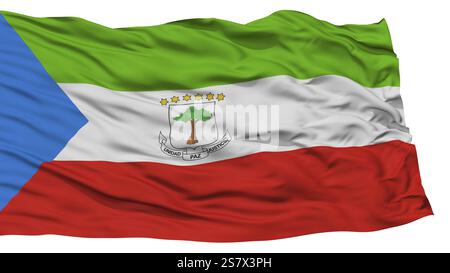 Isolierte Flagge Äquatorialguineas, winkend auf weißem Hintergrund, hohe Auflösung Stockfoto