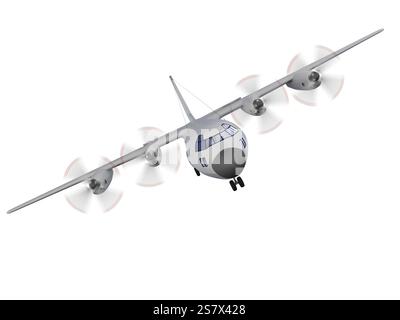 Isoliertes Militärflugzeug auf weißem Hintergrund Stockfoto