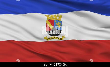 Chillan Viejo Stadtflagge, Land Chile, Großansicht, 3D-Rendering Stockfoto
