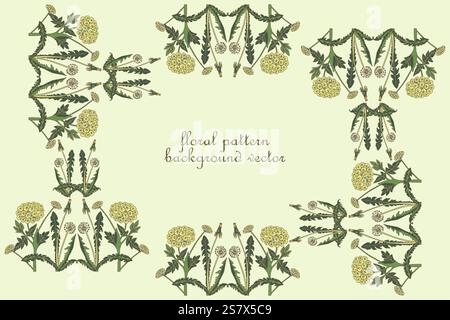 Botanische Karte Illustration mit Blumendesign Vektor Illustration. Trendige handgezeichnete Blumenpflanzen isoliert auf beigefarbenem Hintergrund. Grafikdesign mit Stock Vektor