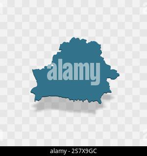 Weißrussland hohe detaillierte Vektordarstellung der Ländersilhouette. 3D-Karte auf transparentem Hintergrund mit fallendem Schatten. Für Bildungs-, dekorative oder informative Zwecke. Stock Vektor