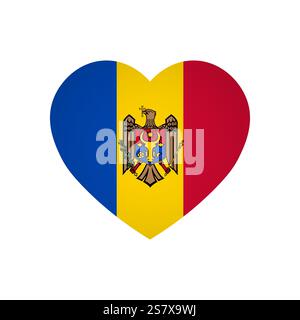 Moldau-Flagge - rechteckige bunte Flagge, die eine kulturelle Identität und ein kulturelles Erbe des Landes darstellt. Das Wesen des nationalen Stolzes und der Einheit. An den Ecken in einem Papieralbum befestigt Stock Vektor