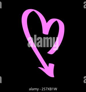 Hand gezeichneter Vektor-Doodle herzförmiger Pfeil isoliert auf einem weiß Stock Vektor