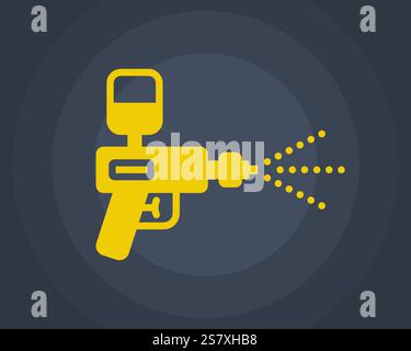 Gelbe Lackierpistole zum Lackieren von Oberflächen. Sprühen Sie Lack. Stock Vektor