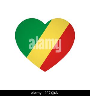 Flagge der Republik Kongo - rechteckige bunte Flagge, die eine kulturelle Identität und ein kulturelles Erbe des Landes darstellt. Das Wesen des nationalen Stolzes und der Einheit. An den Ecken in einem Papieralbum befestigt Stock Vektor