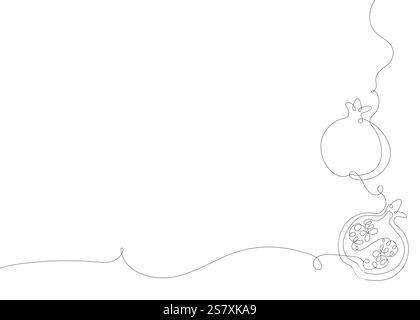 Granatapfelhintergrund. Eine einzige Linie Bio gesunde Lebensmittel Konzept. Minimalistisch modernes Grafikdesign Stock Vektor