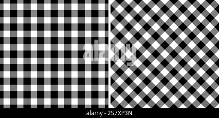 Nahtloses Muster prüfen. Hintergrund mit schwarzen Häkchen. Wiederholte geometrische Gingham-Patern. Tischdecke für Printdesign. Sich wiederholende Textur ist kariert Stock Vektor