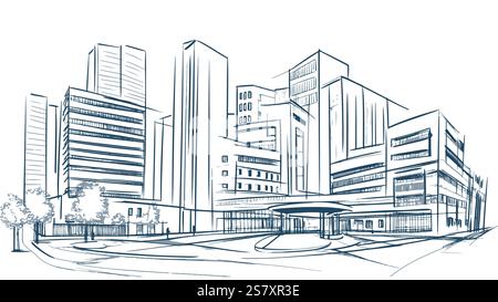 Low Poly Smart City 3D Drahtgeflecht. Intelligentes Geschäftskonzept für Gebäudeautomatisierungssysteme. Hohe Wolkenkratzer Rand Muster Hintergrund. Architektur Stock Vektor