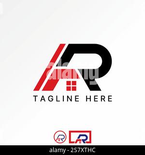 Logo Design Grafikkonzept kreative Premium Vektor Stock Bild Grafik ursprüngliche AR Schriftart Schnitt wie Dach Haus Fenster zu Monogramm Typografie Eigenschaft Stock Vektor