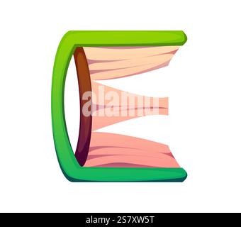 Schulbildung Schriftart Buch Schreibwaren E Letter. Student Study Tool lateinische Schriftsatz Symbol, Kind Bildung Versorgungsvektor Englisch Alphabet Buchstabe oder Kind Stock Vektor