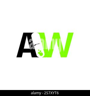 Ursprünglicher Vektor der Geschäftsmarke AW und Capsule Logo. Brief AW mit einem Kapselmedikament im Negativraumdesign Stock Vektor