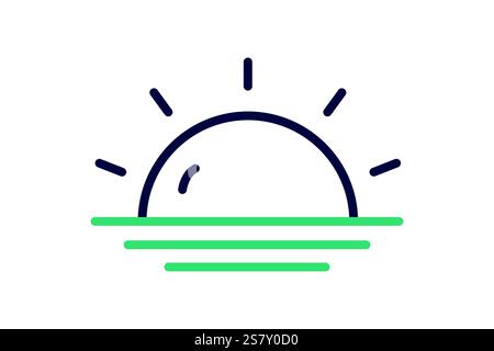 Sonnenaufgangssymbol. Liniensymbolstil. Symbol für Uhrzeit und Datum. Vektorillustration für Zeitelemente Stock Vektor