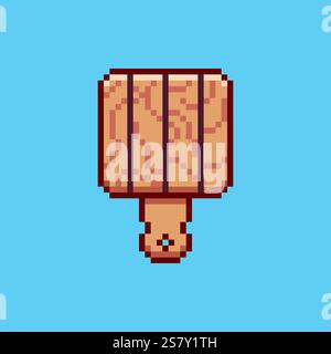 Pixel Art Holz Schneidebrett Spiel Asset Design Stock Vektor